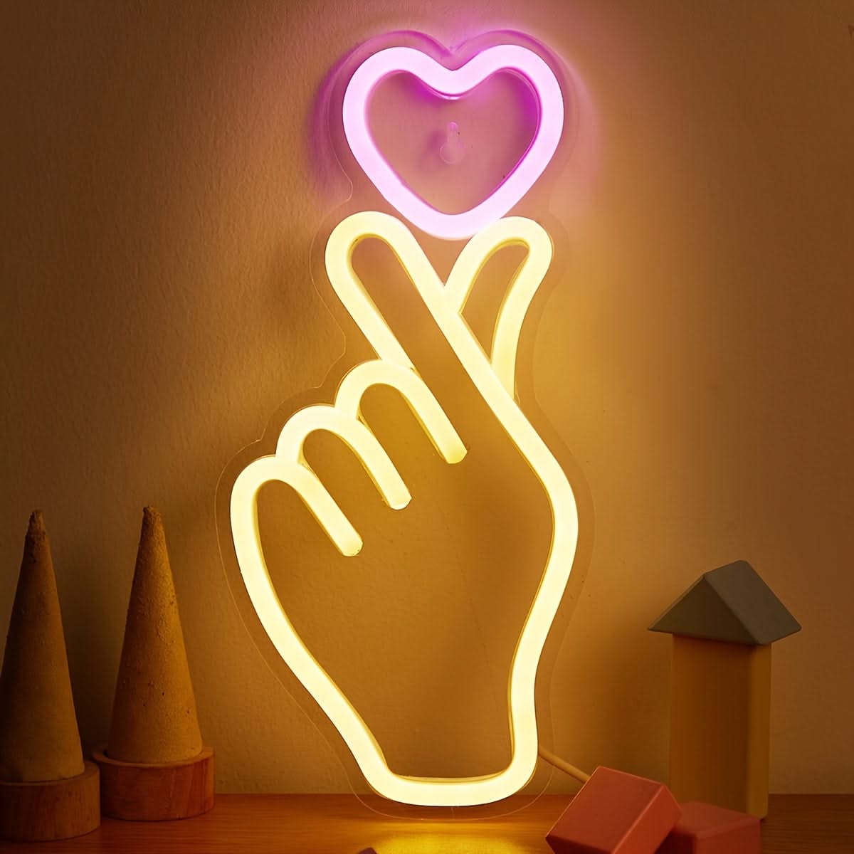 Heart-Shaped Pink LED Neon Light for Bedroom and Party Decoration