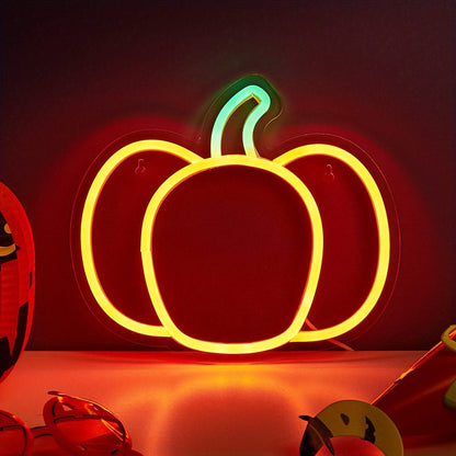 Halloween Pumpkin Neon Sign – USB Jack-o'-Lantern LED Light with Switch