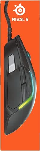SteelSeries Rival 5 Gaming Mouse, 18K CPI, 9 Buttons, 85g, Black