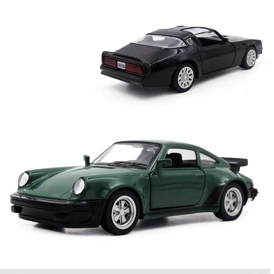 1:36 Scale Golden Porsche 911 & Pontiac Firebird Sports Car Model – Toy Gift for Car Enthusiasts