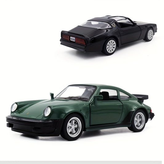 1:36 Scale Golden Porsche 911 & Pontiac Firebird Sports Car Model – Toy Gift