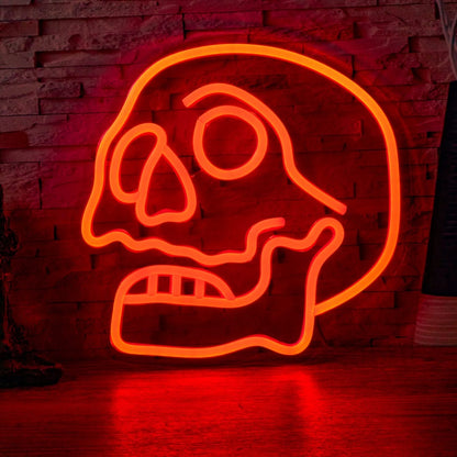 Halloween Skull Neon Sign – USB LED Wall Light with Line Switch for Halloween Decor