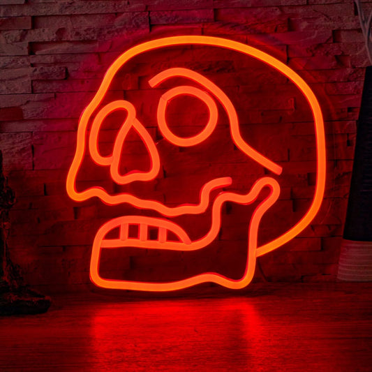 Halloween Skull Neon Sign – USB LED Wall Light with Line Switch for Halloween Decor