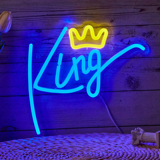 King Neon Sign – USB LED Wall Light for Bedroom, Living Room & Room Ambiance