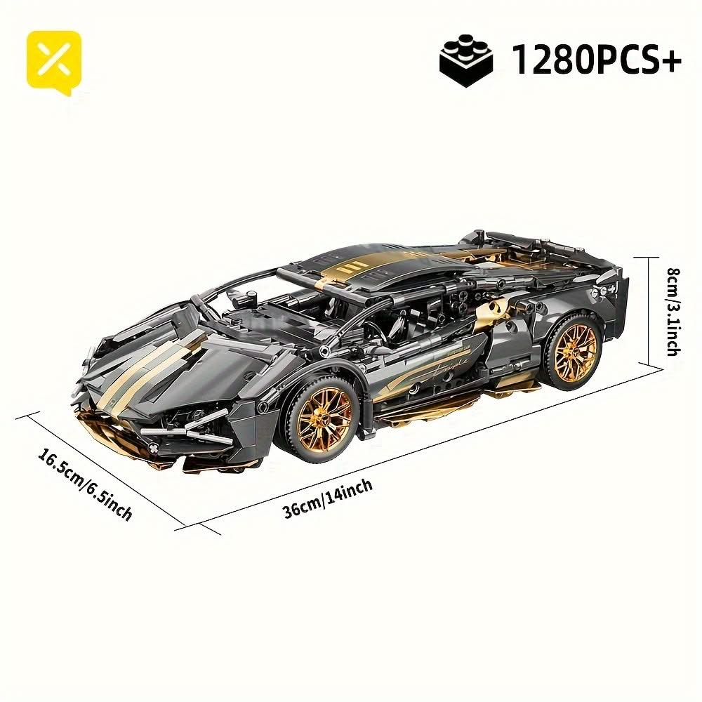 Black & Golden Racing Car – Technology Building Blocks Sports Car Model
