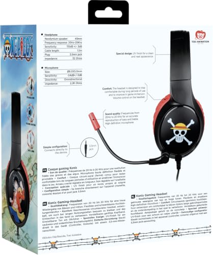 Konix One Piece - Wired Gaming Headset, Luffy Design, 3.5mm