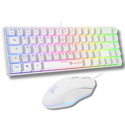 G-Lab Hydrogen Pack – Compact RGB Keyboard + 6200 DPI Mouse, White