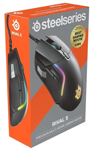 SteelSeries Rival 5 Gaming Mouse, 18K CPI, 9 Buttons, 85g, Black