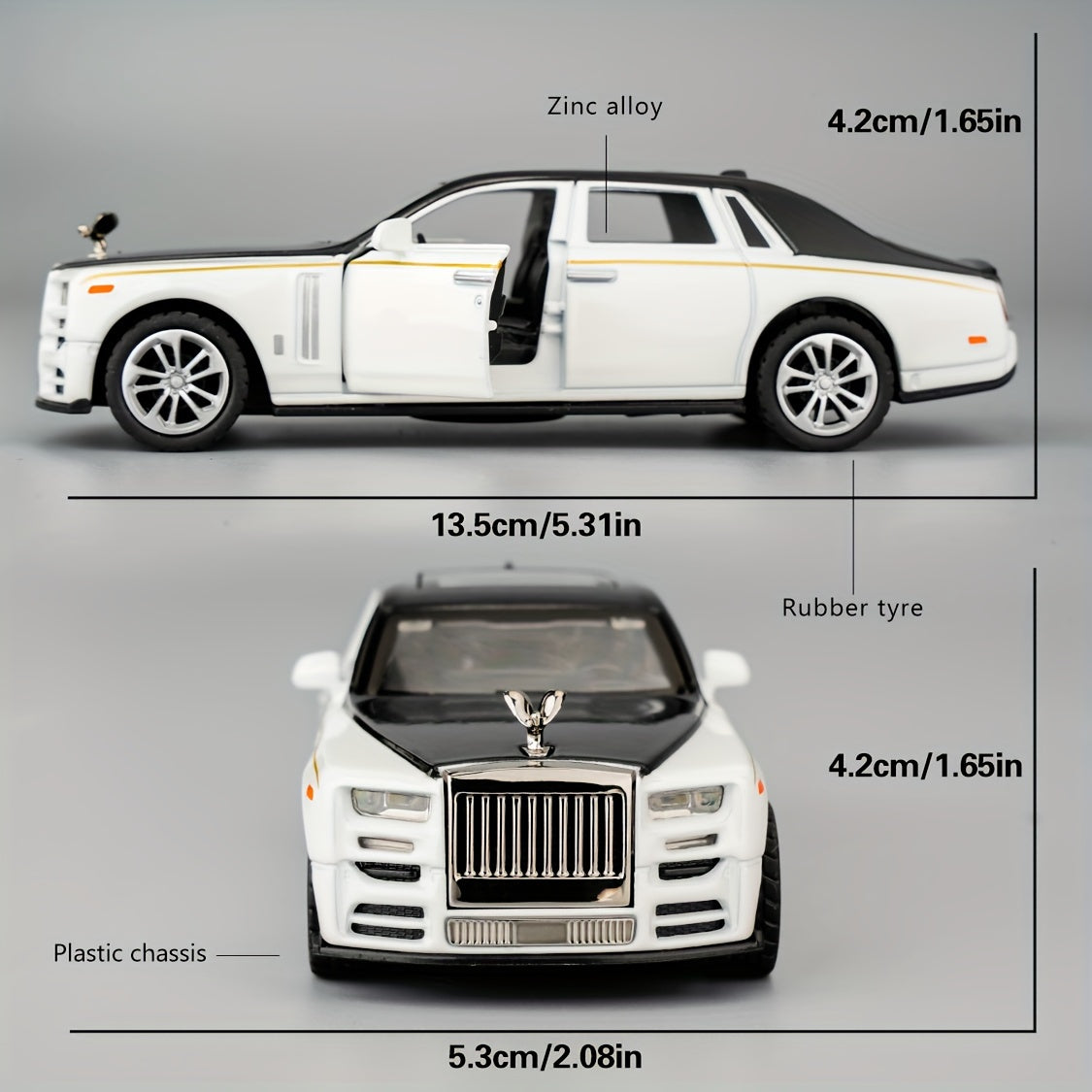 1:36 Phantom Die-Cast Toy Car – Pull Back, Sound & Light (White)