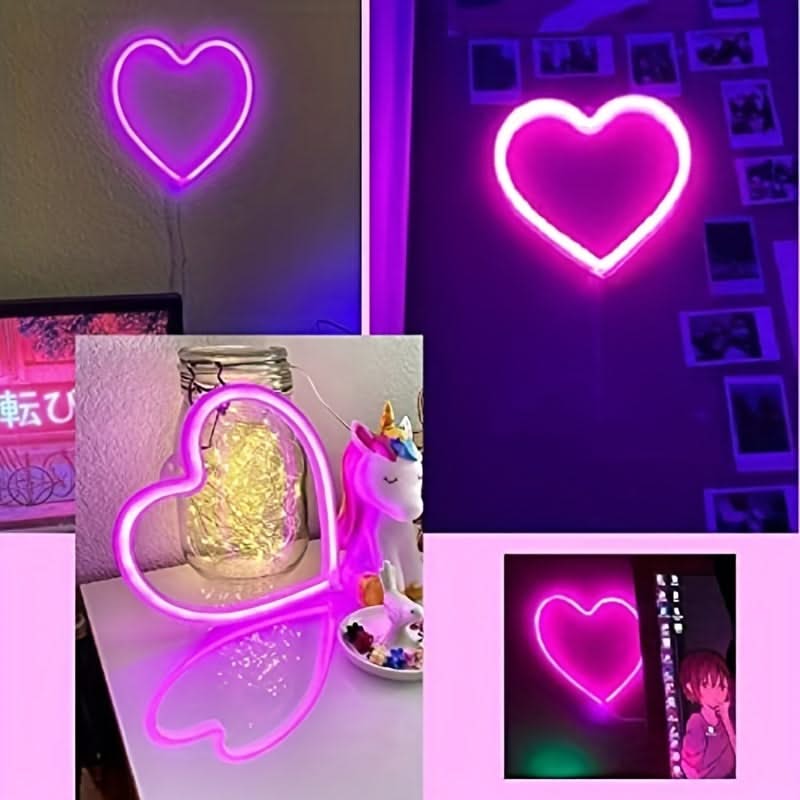 Pink Heart-Shaped Neon Sign - Ideal Room Decor for Girls!