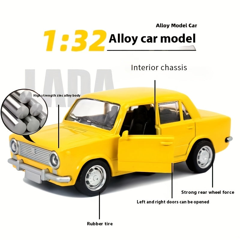 1:36 Yellow Alloy Die-Cast Car Model – Double Doors, Display Toy
