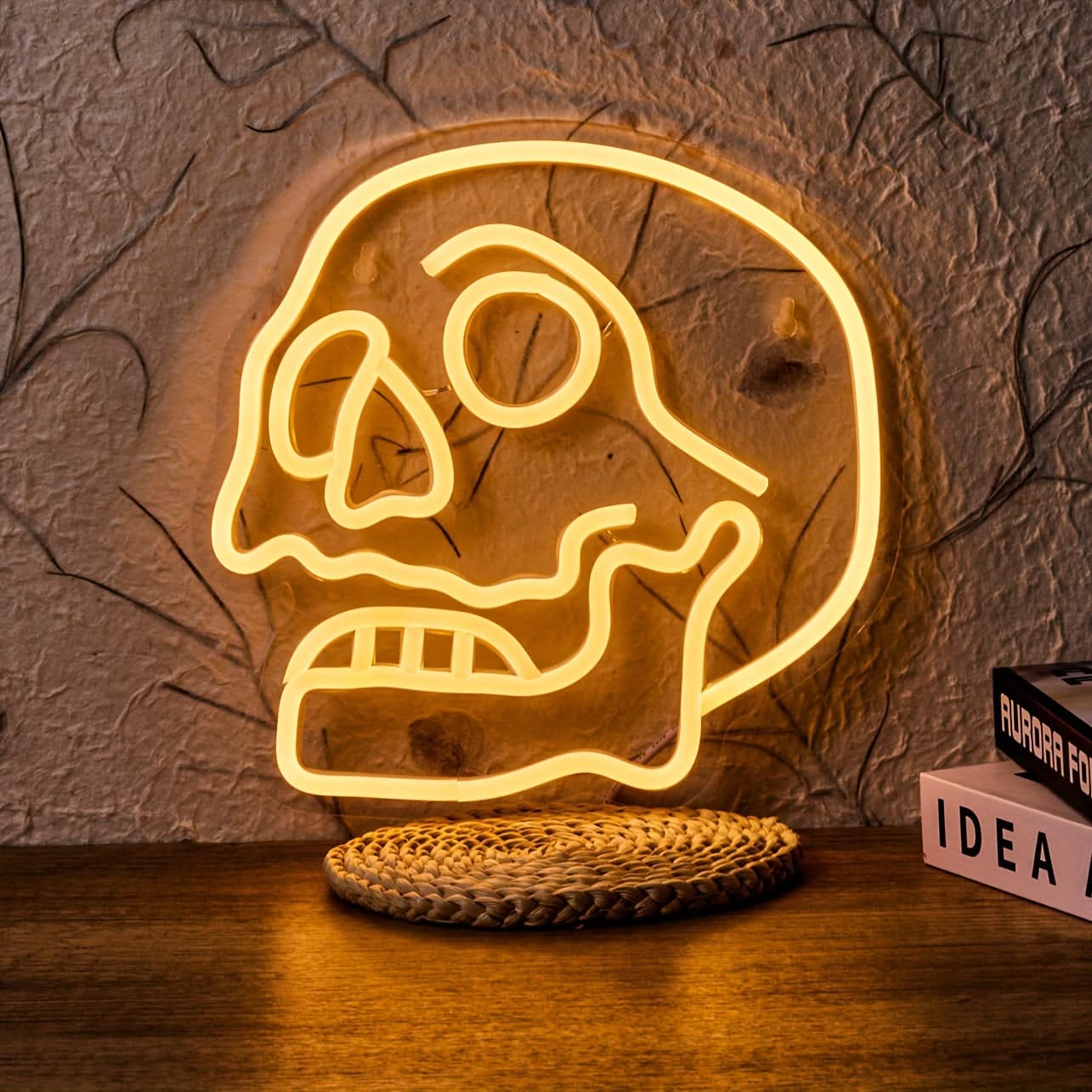 Halloween Skull Neon Sign – USB LED Wall Light with Line Switch for Halloween Decor