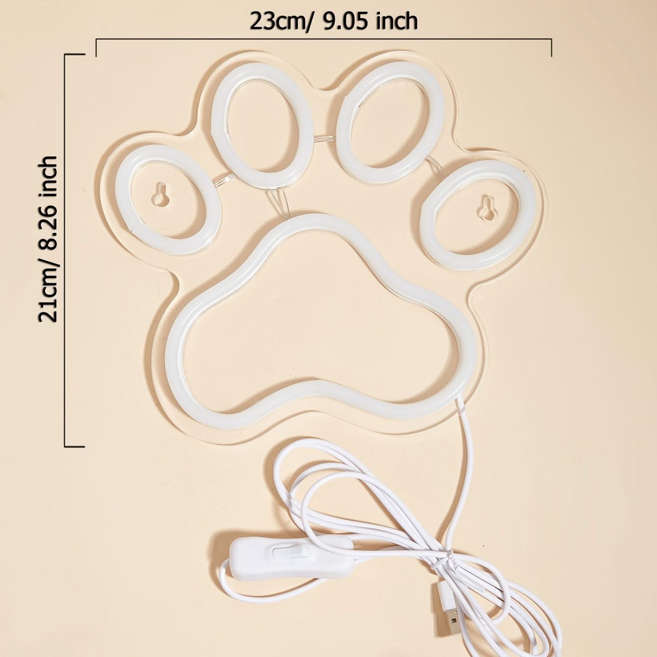 Dog Paw LED Neon Sign – USB Night Light for Pet Lovers and Home Decor