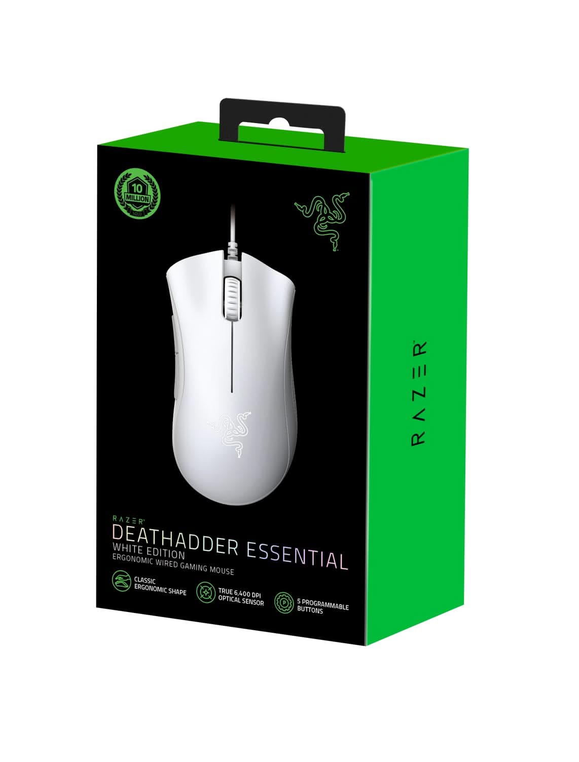 Razer DeathAdder Essential Wired Mouse, 6400 DPI, White