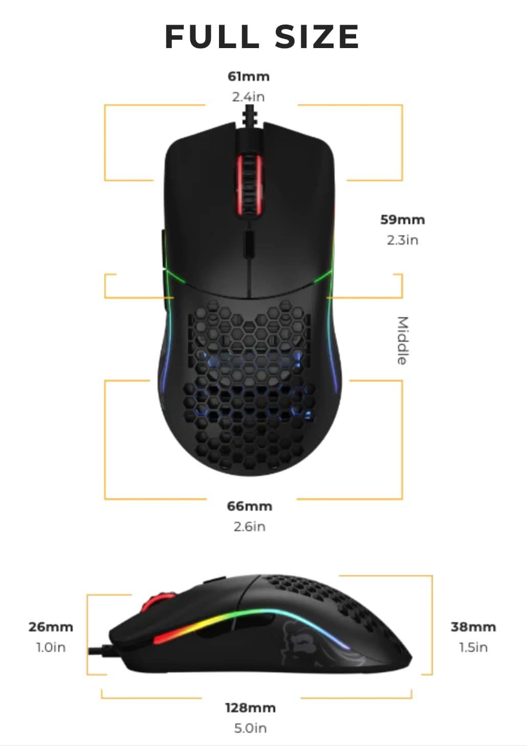 Glorious Model O Wired Gaming Mouse, 67g, Pixart 3360, RGB, Black