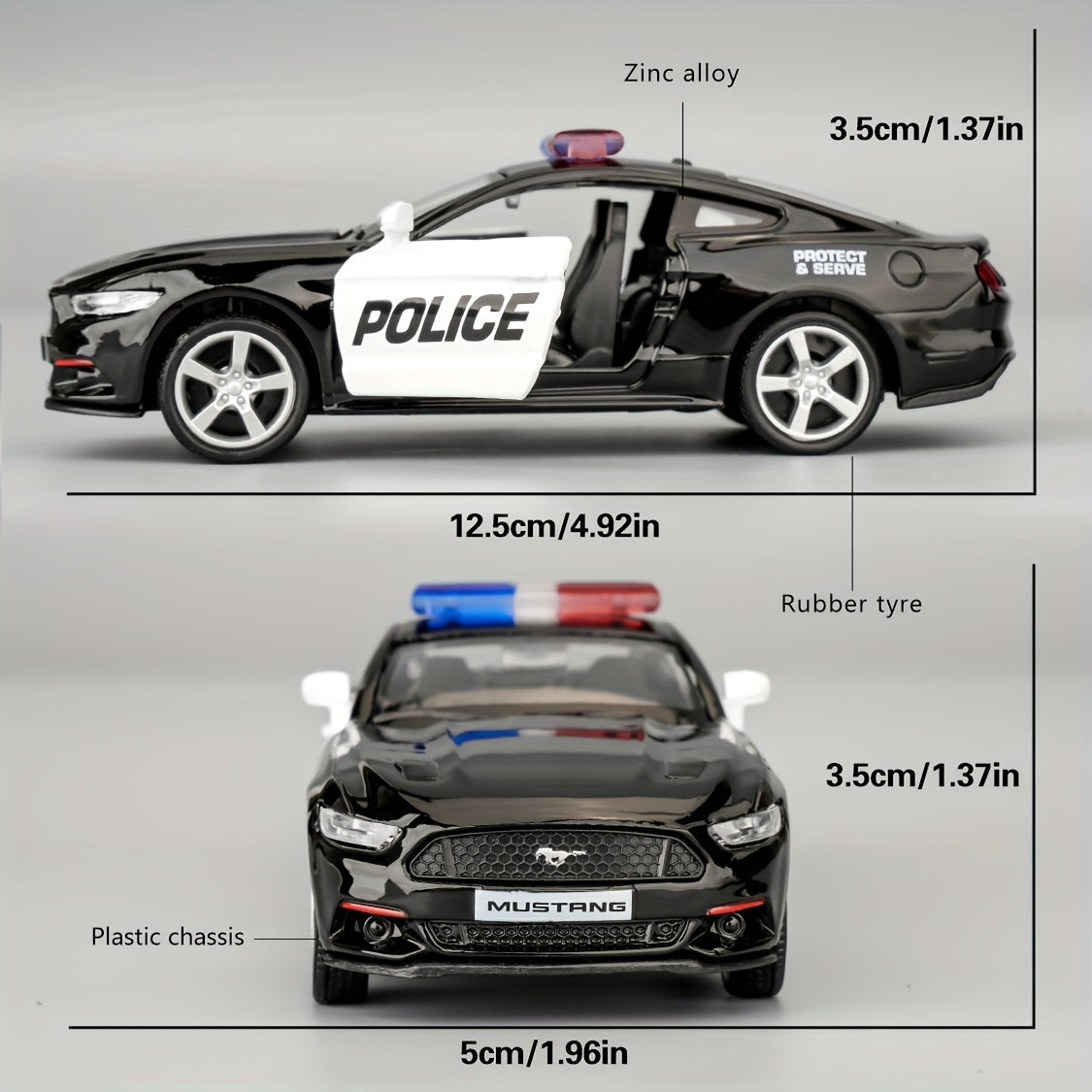RMZCITY 1/36 Ford Mustang Police Car - Zinc Alloy Pull Back Toy