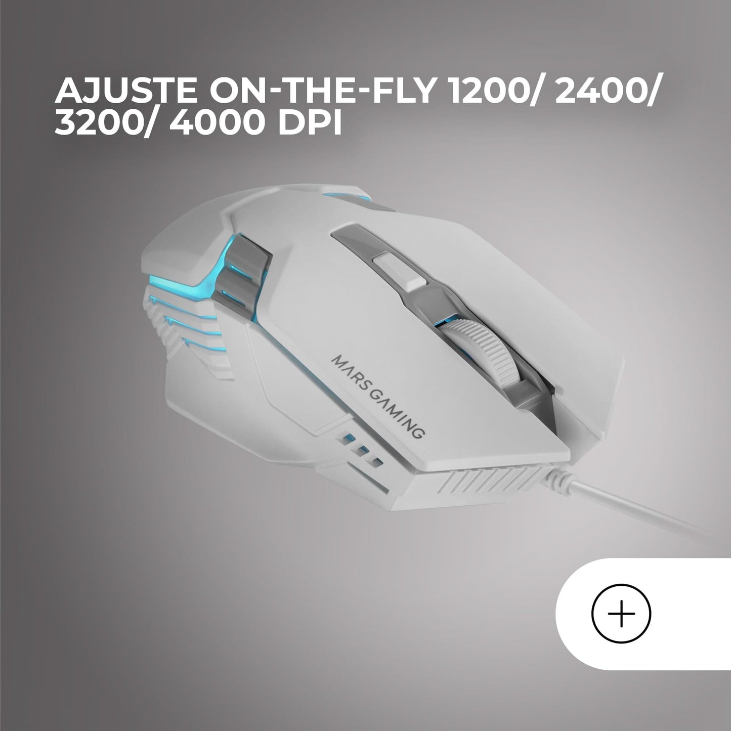 Mars Gaming MM024 RGB Gaming Mouse, 4000 DPI, Huano Switches, White