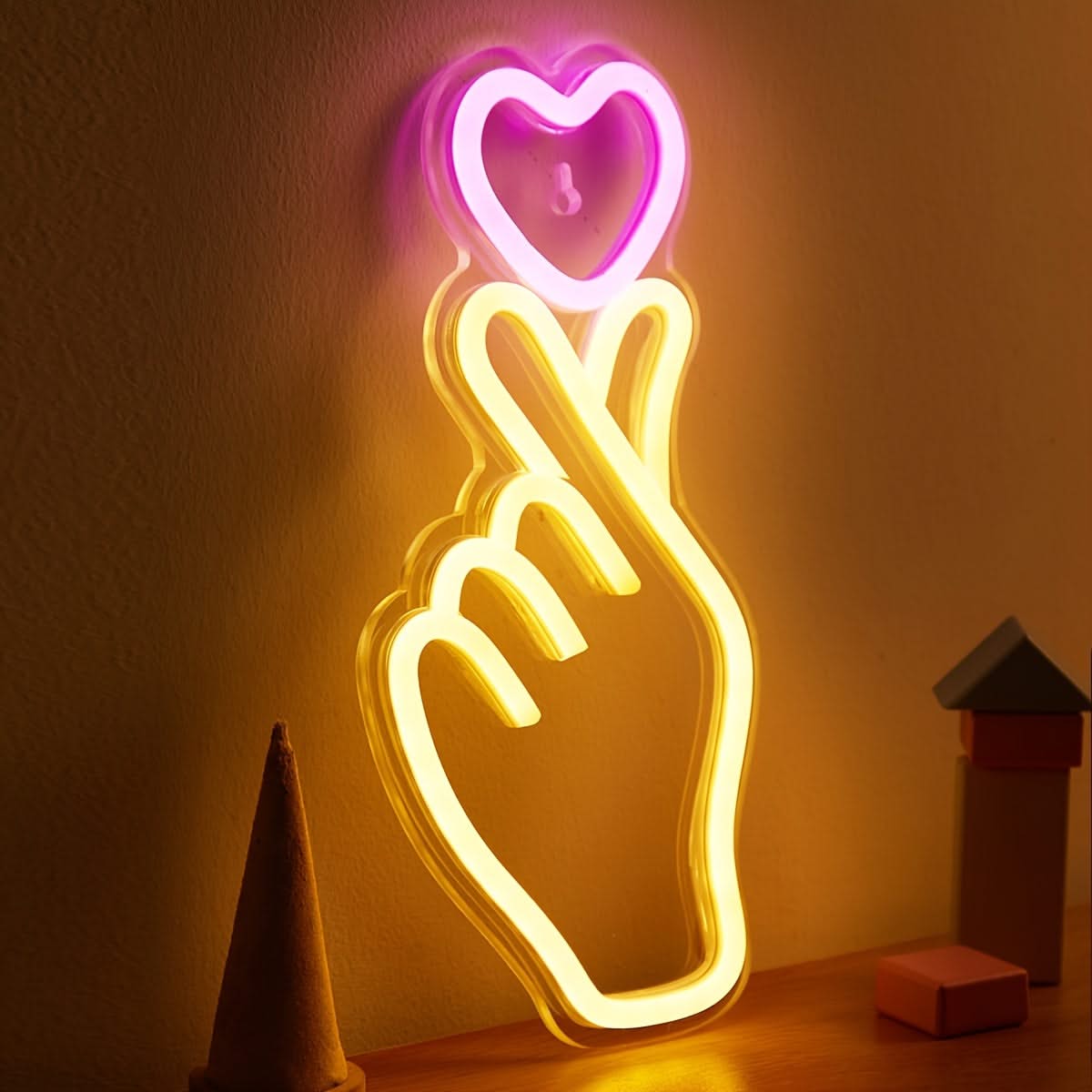 Heart-Shaped LED Neon Sign – USB Pink Light for Room & Party Decor