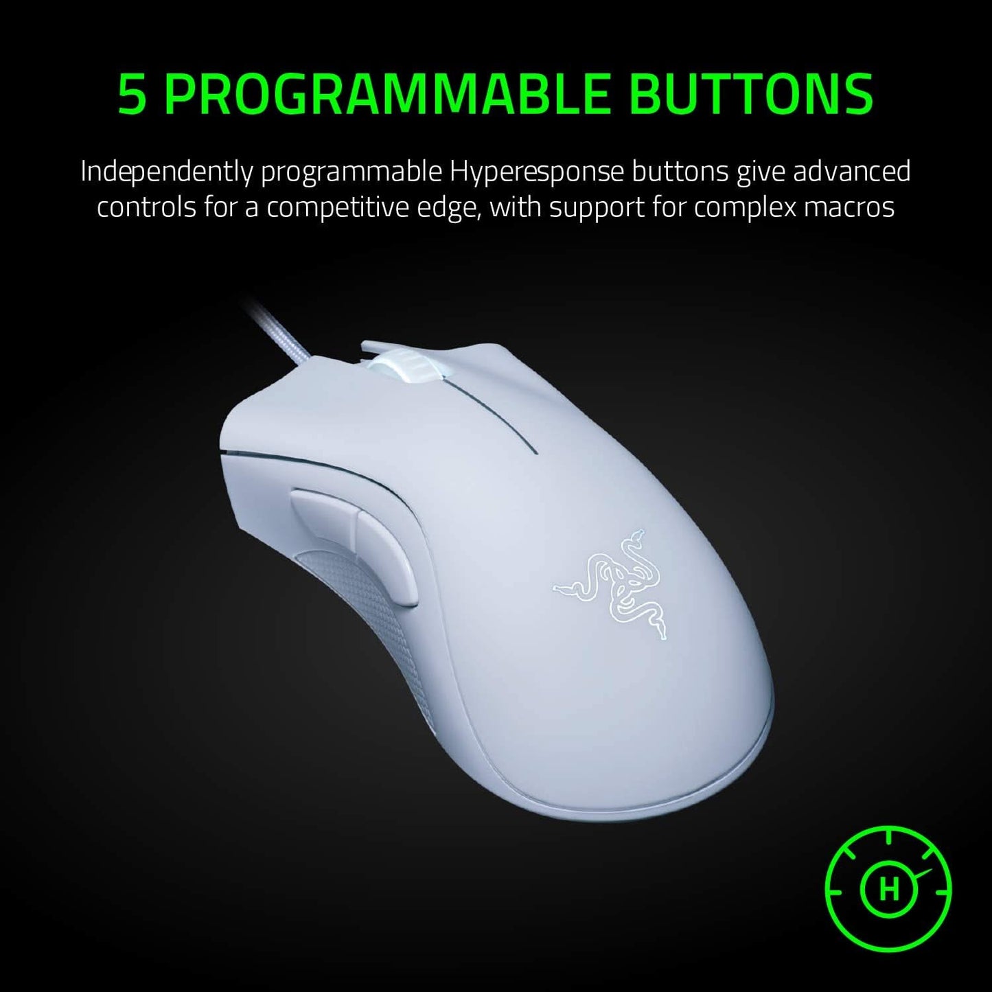 Razer DeathAdder Essential Wired Mouse, 6400 DPI, White
