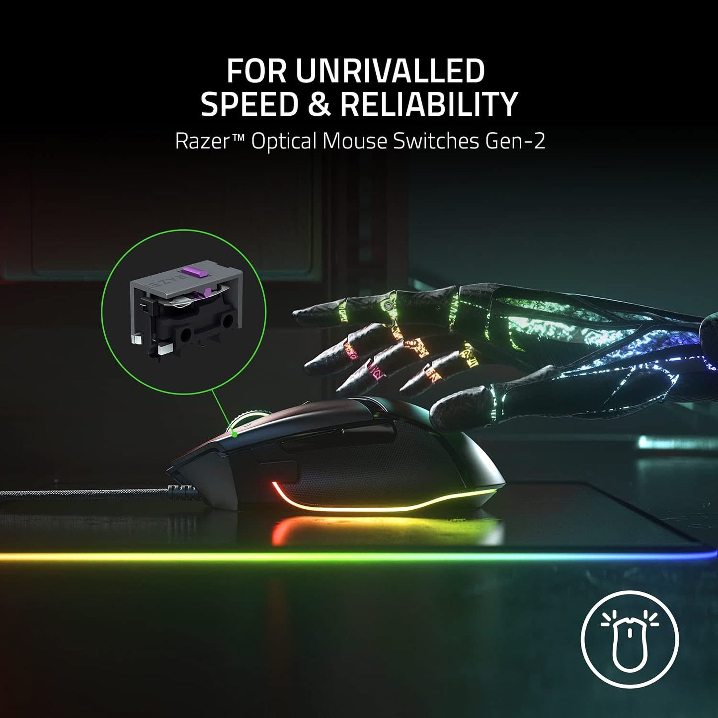 Razer Basilisk V3 Wired Gaming Mouse, 10+1 Buttons, 26K DPI