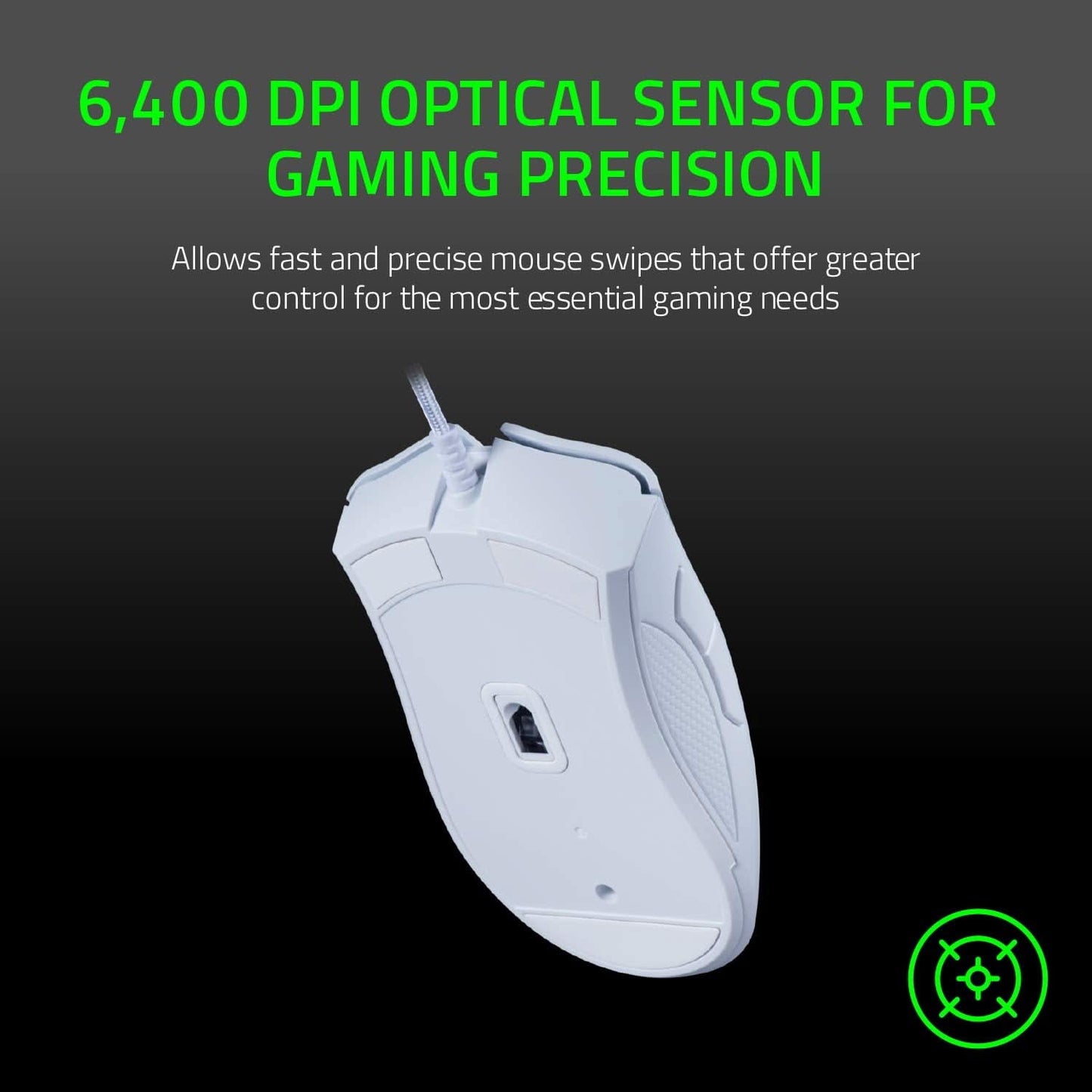 Razer DeathAdder Essential Wired Mouse, 6400 DPI, White