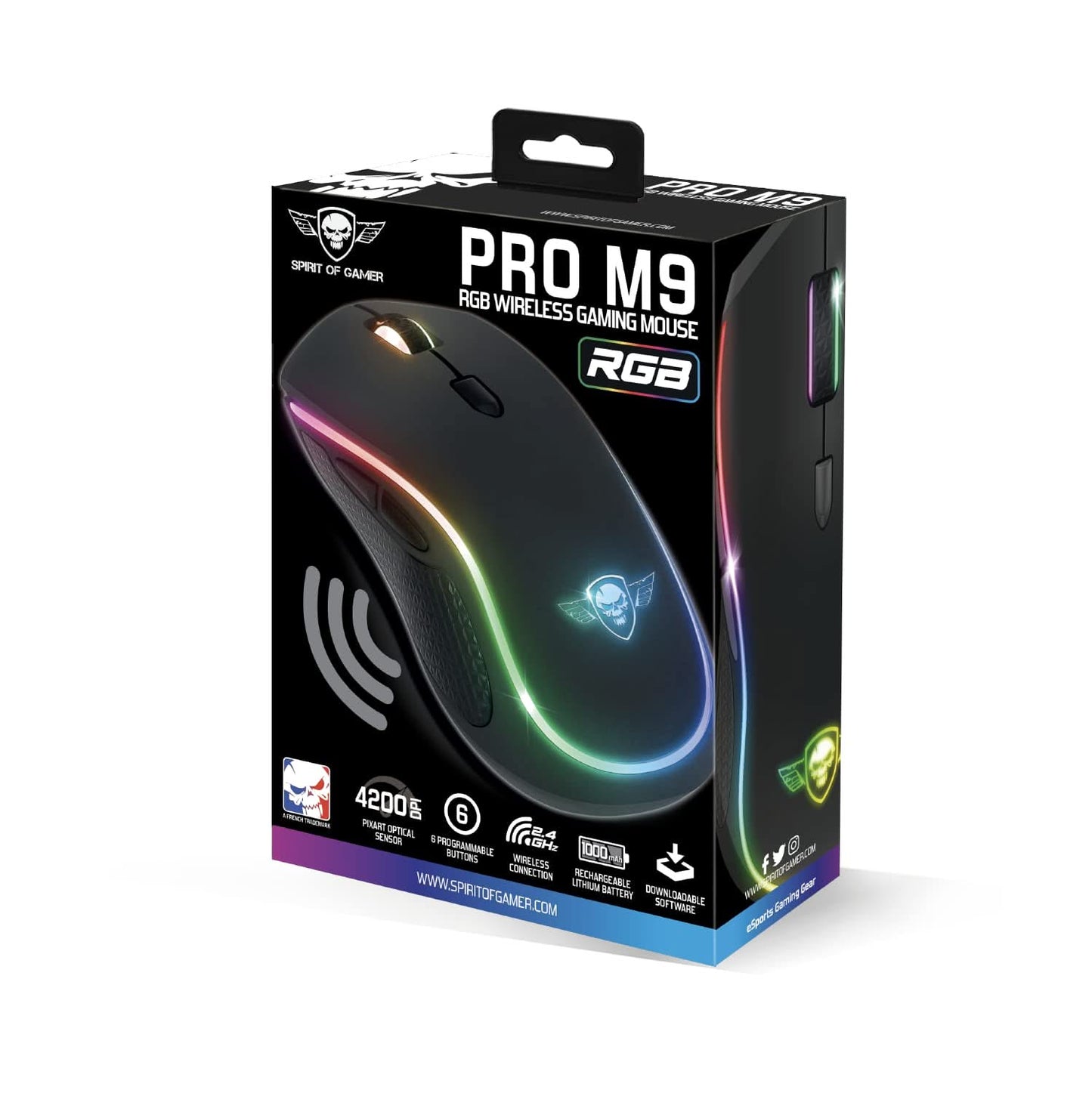 Spirit of Gamer Pro M9 Wireless Gaming Mouse, 4200 DPI, RGB, 6 Buttons
