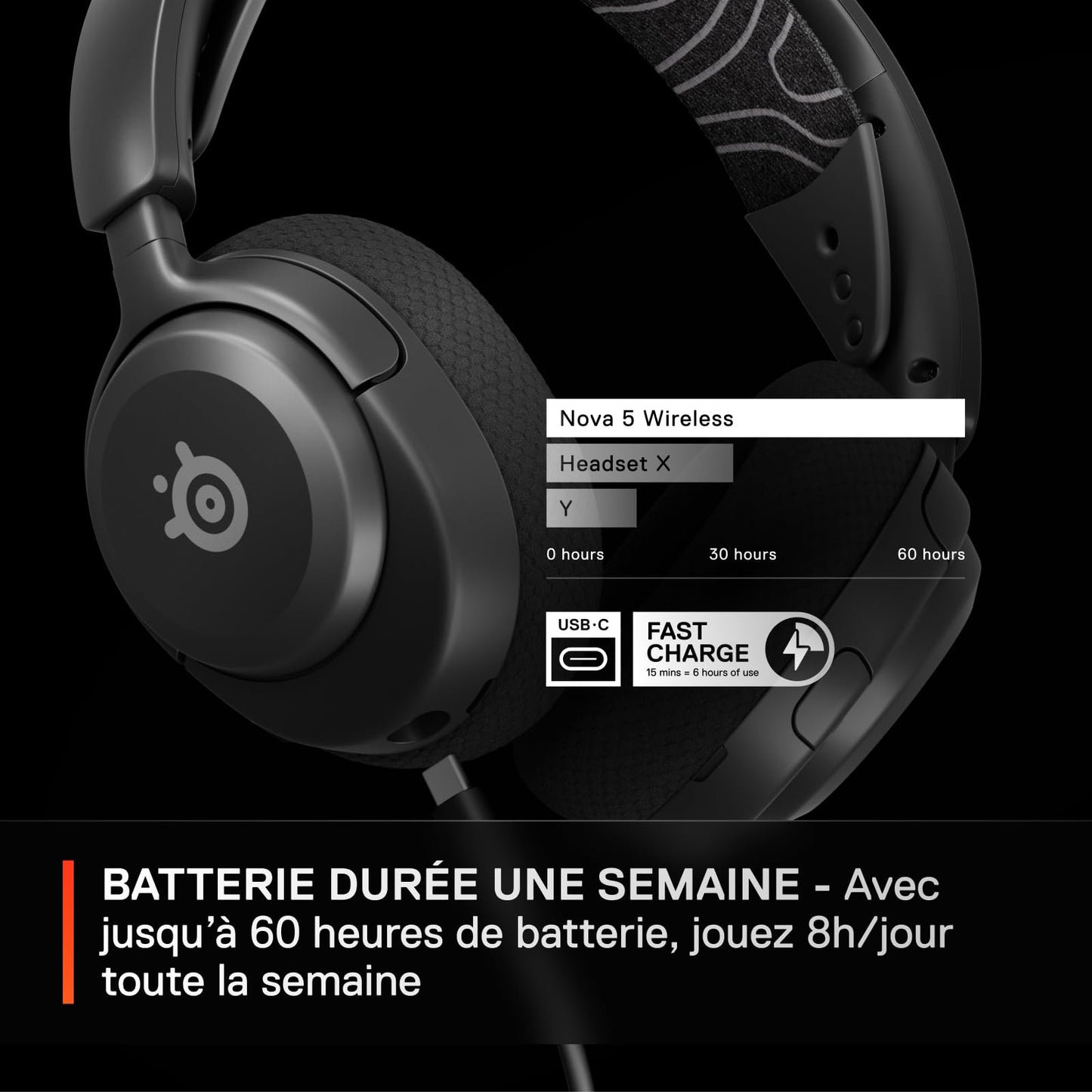 SteelSeries Arctis Nova 5 - Wireless Gaming Headset, 60h, 2.4GHz/BT