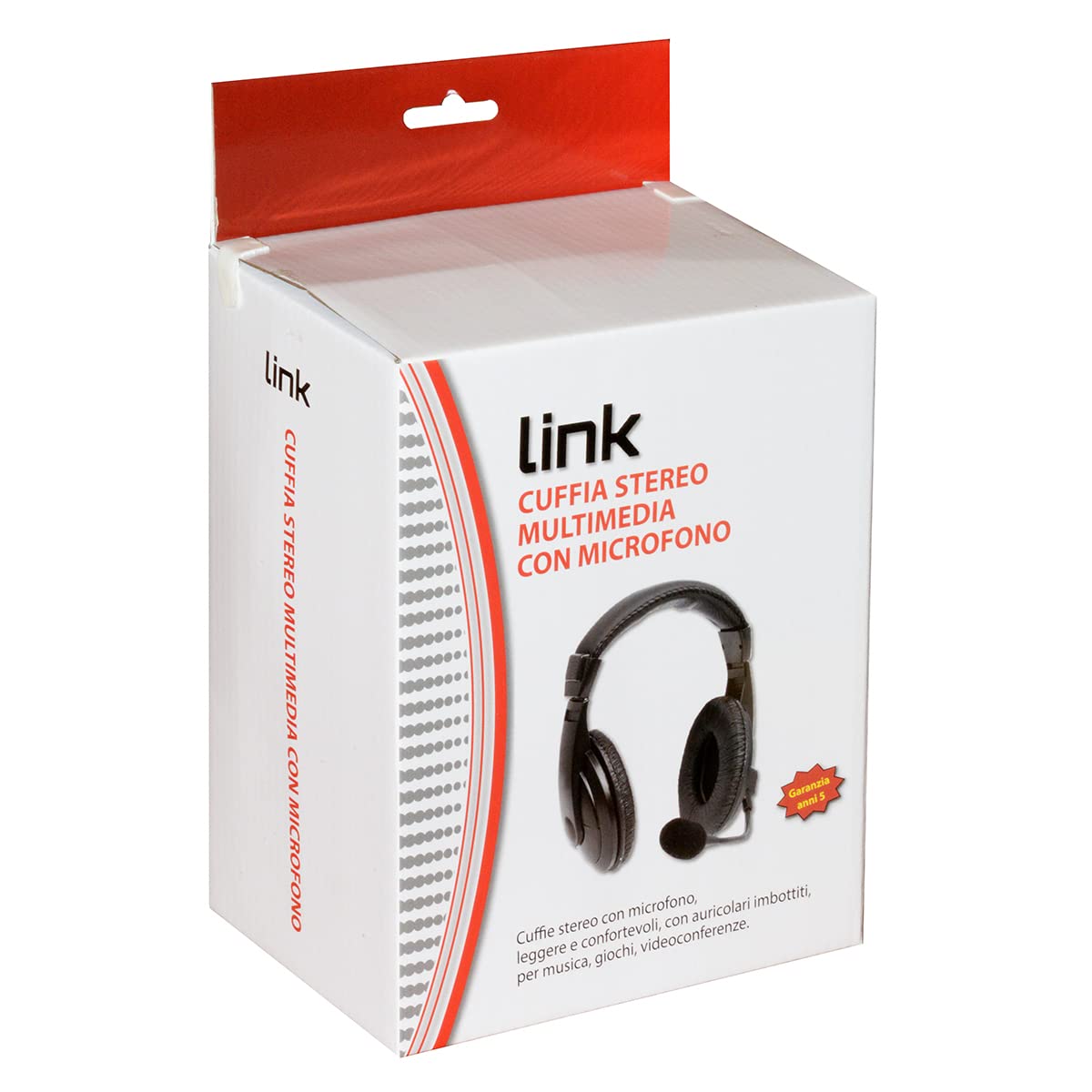 LINK LKHS1X35 Casque Audio avec Microphone Orientable Connecteur, Noir, 1 x 3,5 mm