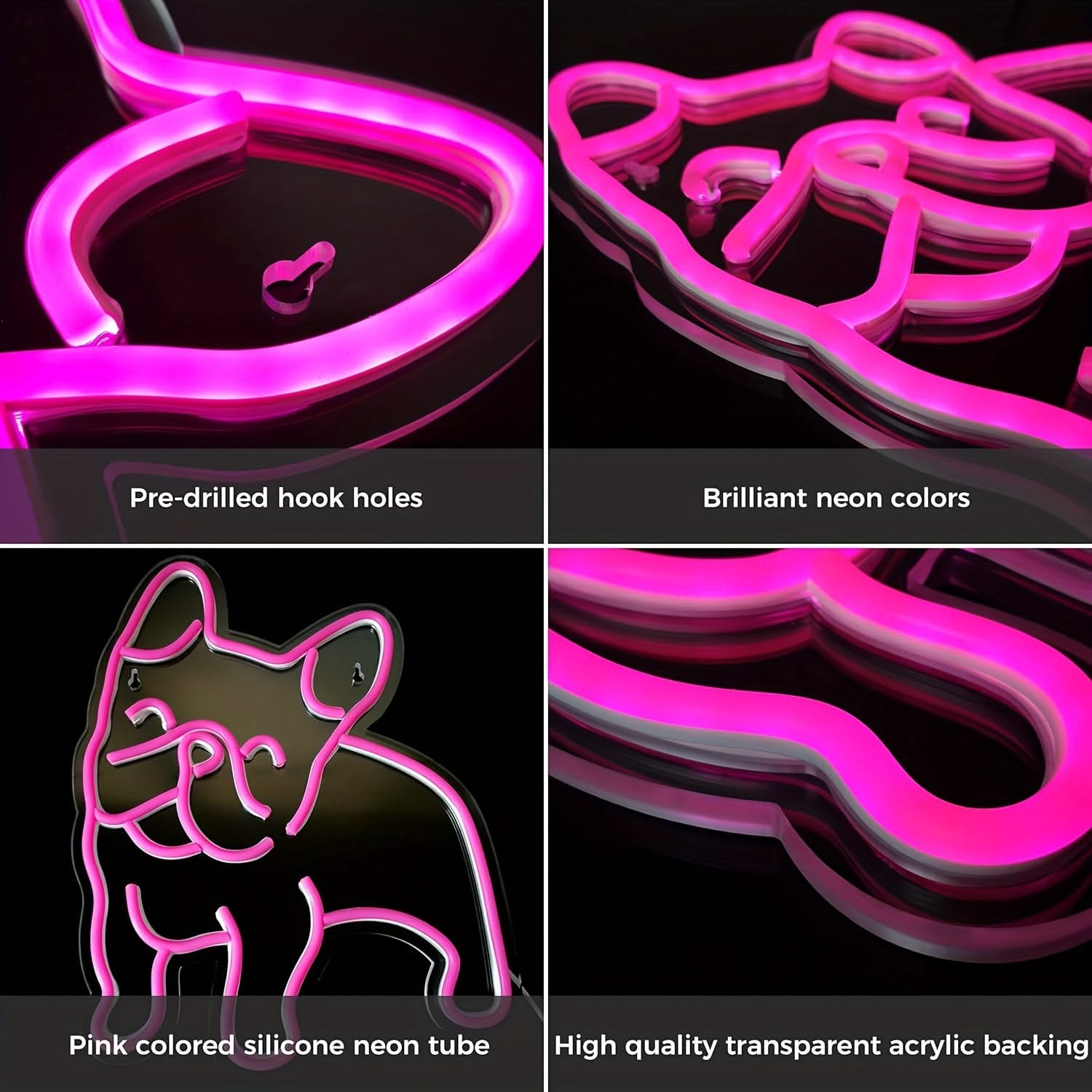 French Bulldog Neon Light – Pink Puppy USB LED Wall Decor Sign