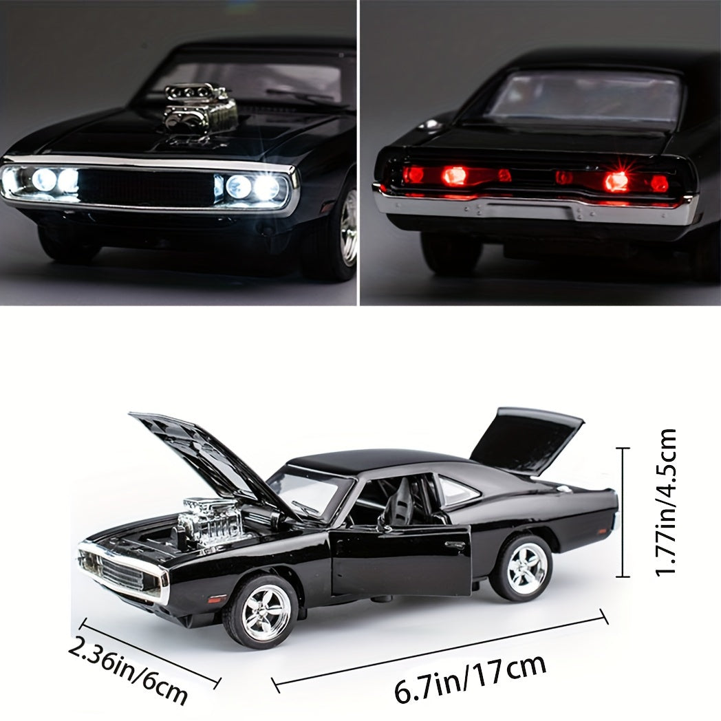 1:32 Alloy Black Toy Car Model – Sound & Light Effects, Great Gift Idea