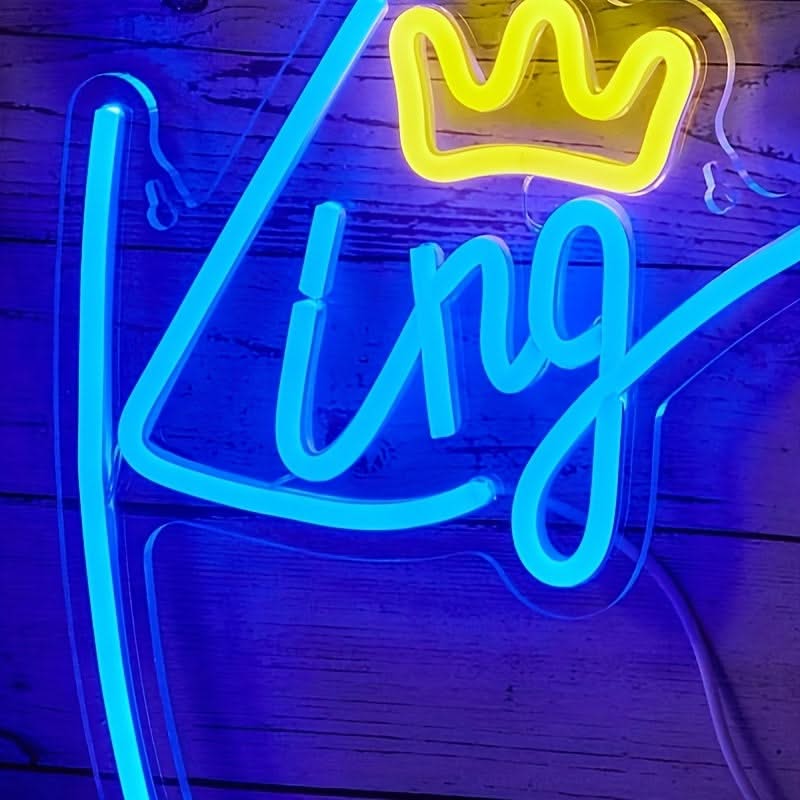 King Neon Sign – USB LED Wall Light for Bedroom, Living Room & Room Ambiance
