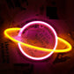 Planet Neon Sign Light – Pink or White USB and Battery LED Wall Decor