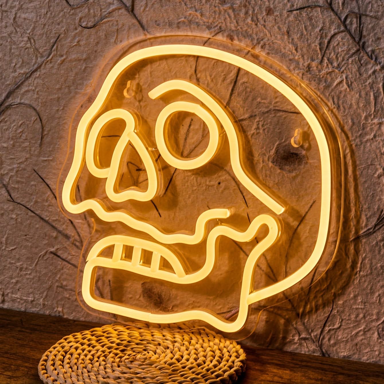Halloween Skull Neon Sign – USB LED Wall Light with Line Switch for Halloween Decor