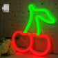 Cherry Neon Sign – Bright USB LED Wall Light for Bedroom and Party Decor