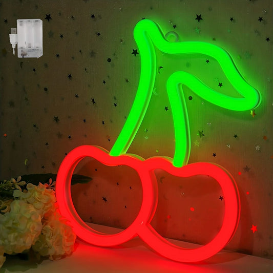 Cherry Neon Sign – Bright USB LED Wall Light for Bedroom and Party Decor