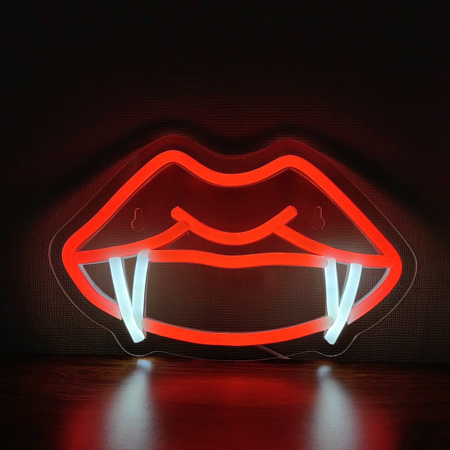 Fangs Neon Sign – USB LED Wall Light for Man Cave, Gothic, or Halloween Decor