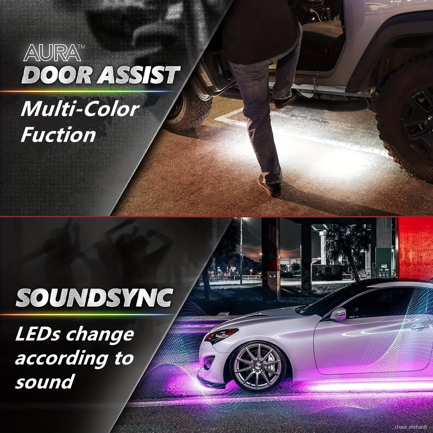 4pcs RGB Car Underglow Lights – 8-Color Music Sync LED Strips for Vehicles