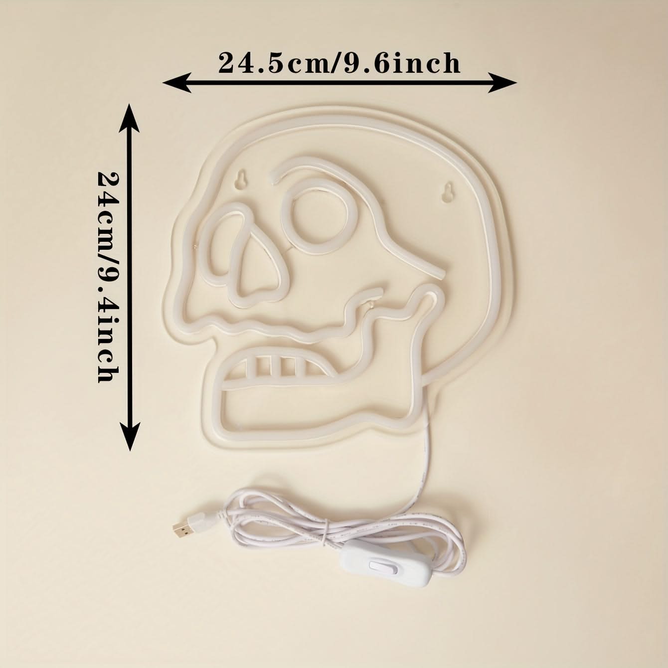Halloween Skull Neon Sign – USB LED Wall Light with Line Switch for Halloween Decor