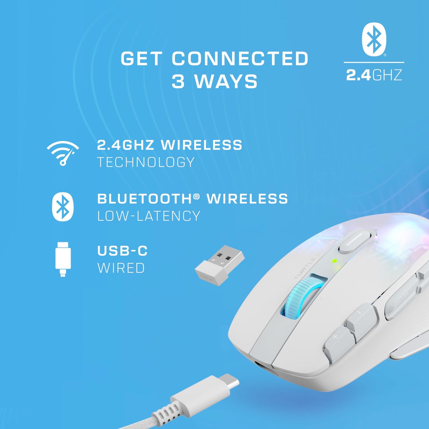 Turtle Beach Kone XP Air Wireless RGB Gaming Mouse, 19K DPI, 100h, White