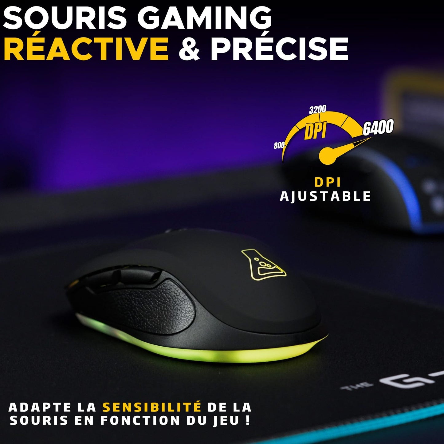 The G-Lab Kult Krypton Wireless Gaming Mouse, 6400 DPI, RGB, 7 Buttons, Black