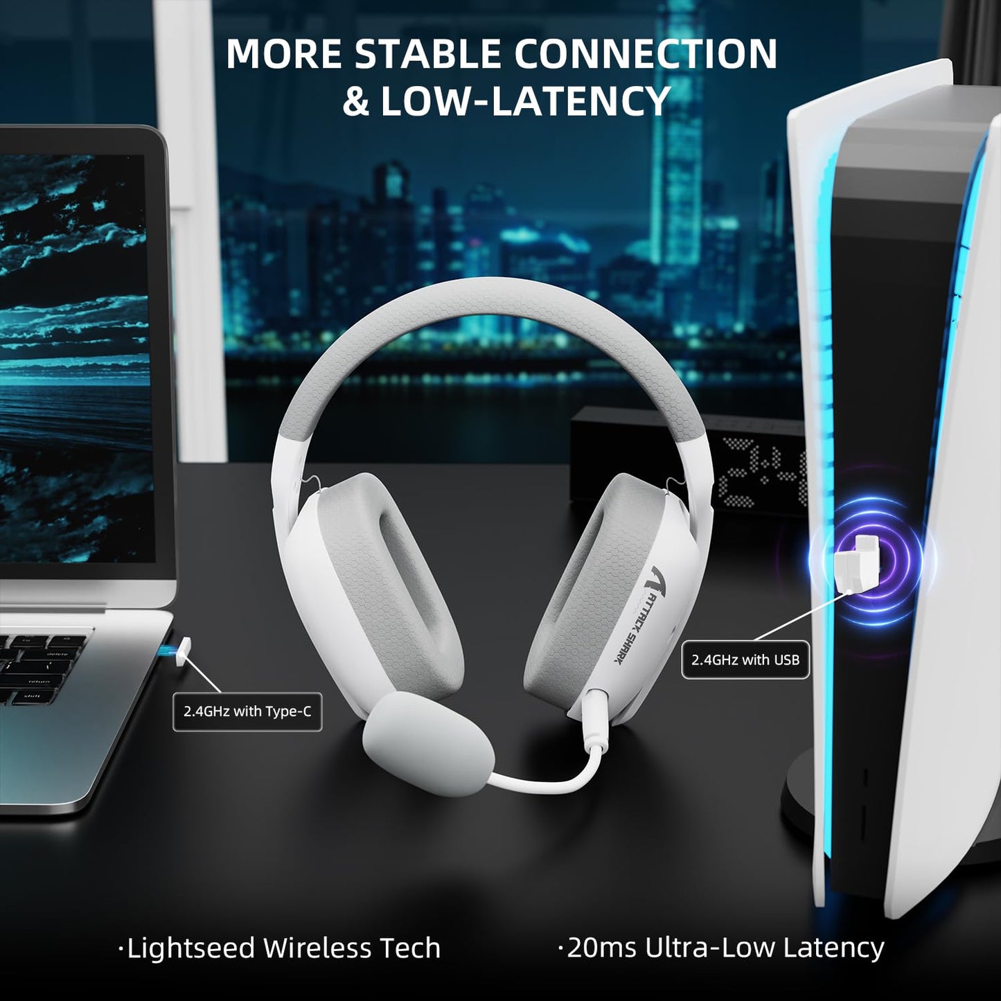 ATTACK SHARK L80PRO - Wireless Gaming Headset, 3D Surround, 20ms