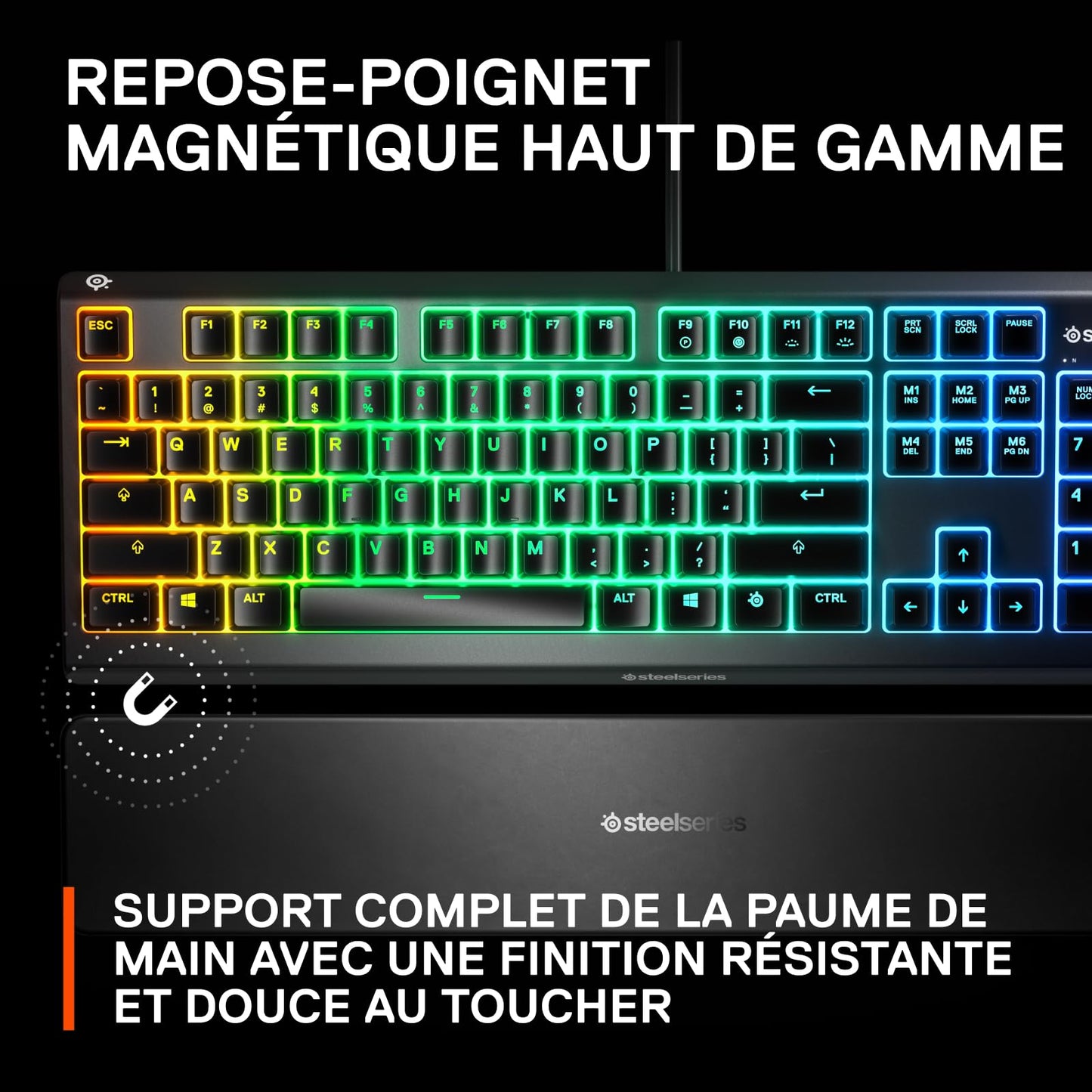 SteelSeries Apex 3 Clavier Gaming AZERTY RGB, Repose-Mains Magnétique