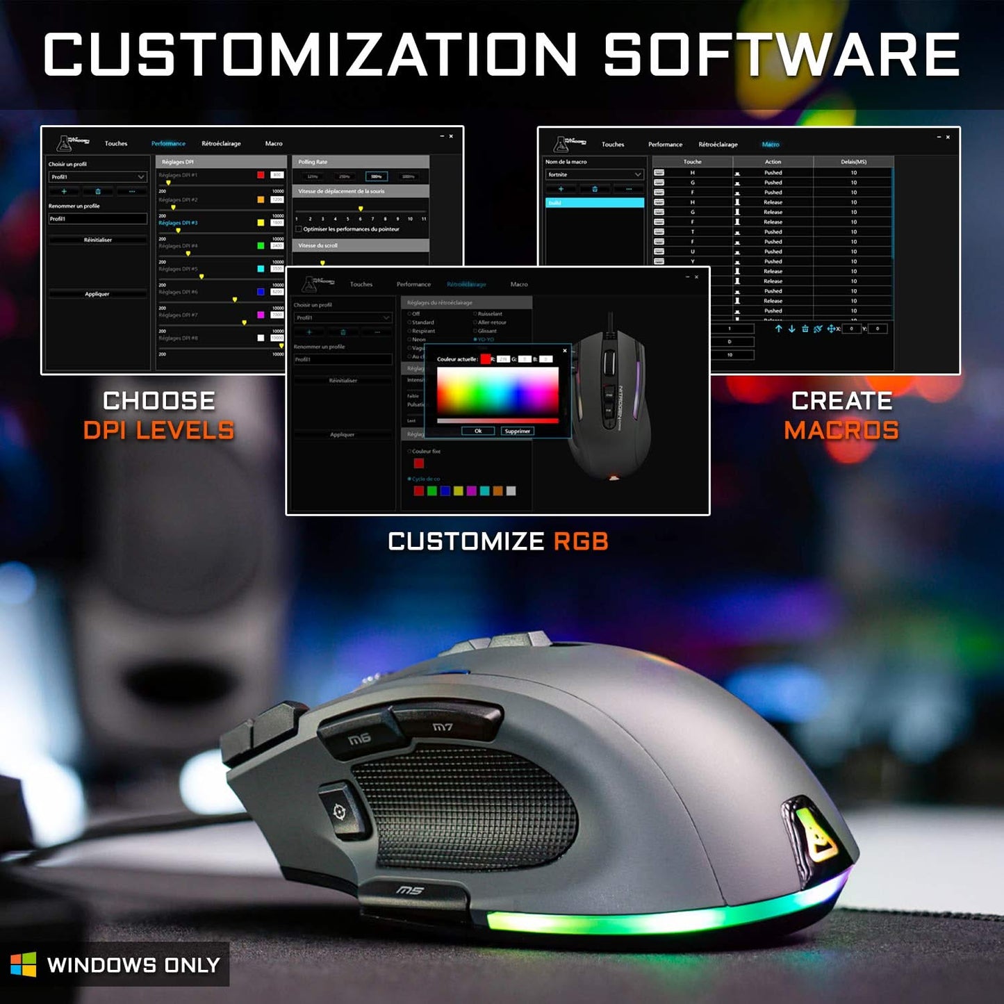 The G-Lab Kult Nitrogen Core Gaming Mouse, 10K DPI, 11 Buttons, RGB