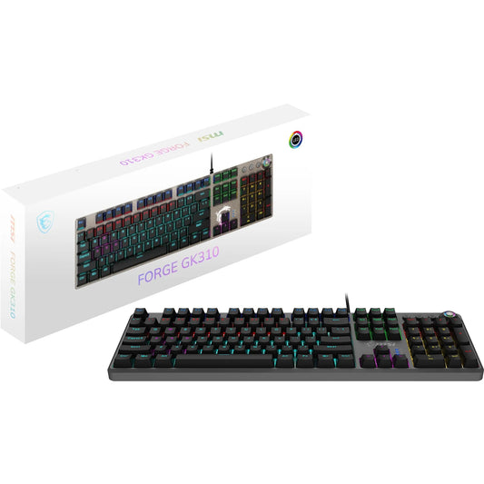 MSI FORGE GK310 Clavier Gaming Méca. RGB AZERTY, Switches Red, Capot Amovible