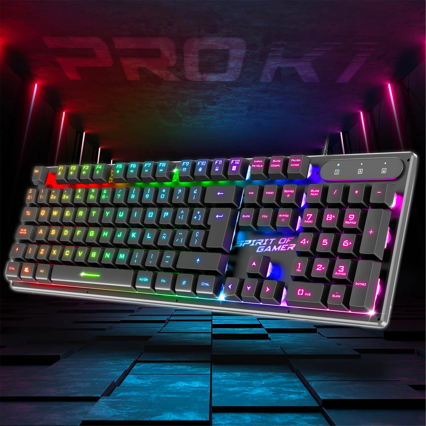 Spirit of Gamer X Pro K1 RGB Semi-Mechanical, QWERTY ES, USB