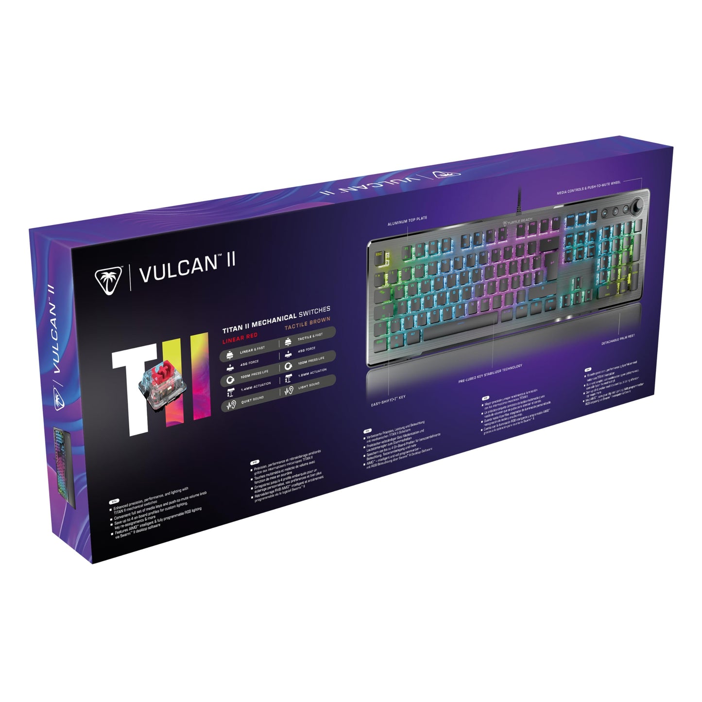 Turtle Beach Vulcan II Clavier Méca, Switch Titan II, RGB, Repose-Poignets