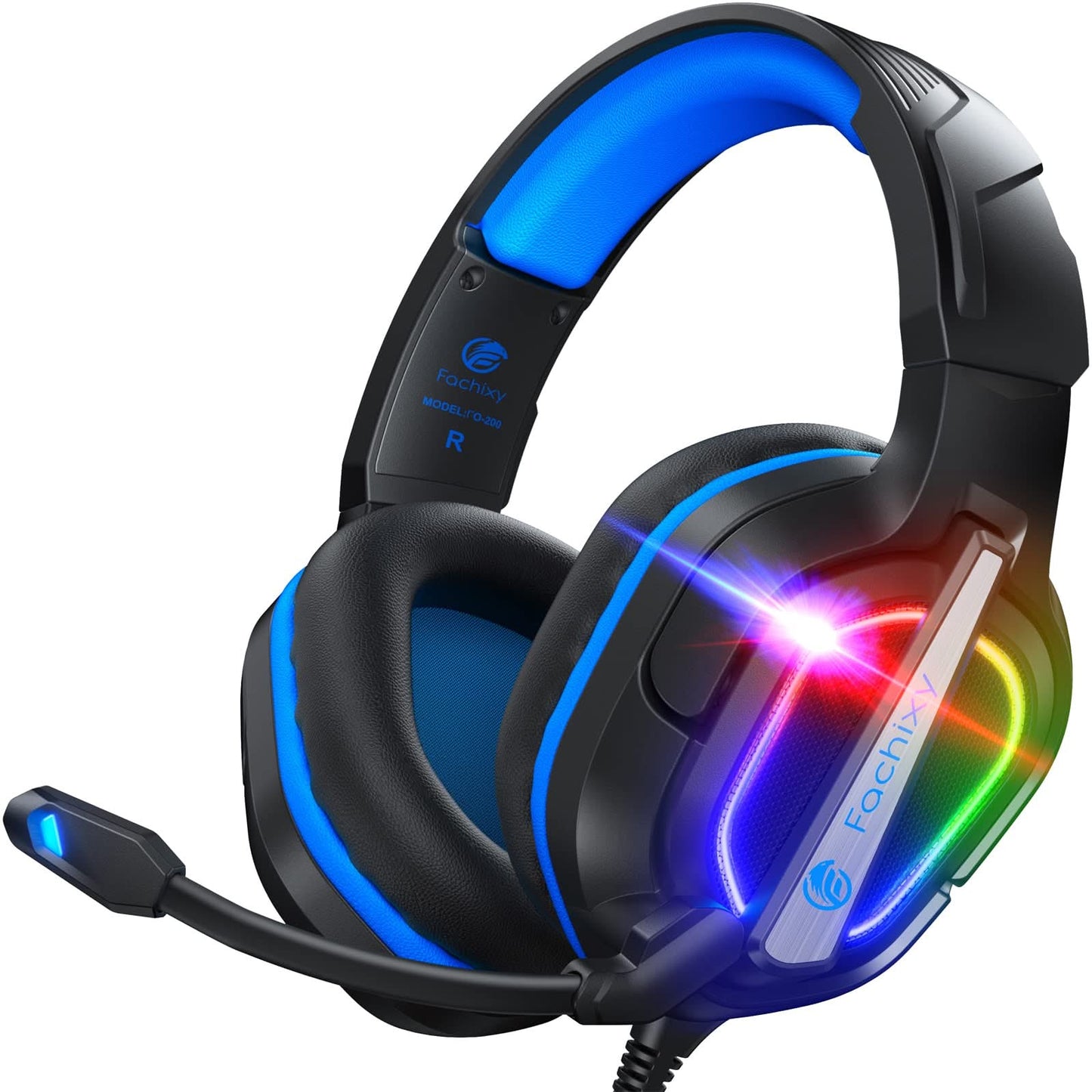 Fachixy FC200 - PS5/PC Gaming Headset w/RGB, Mic, Surround Sound