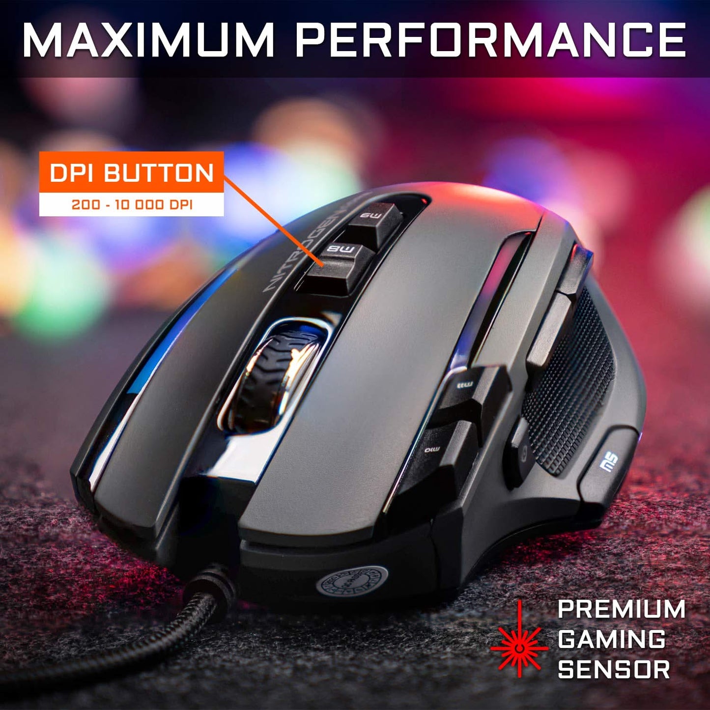 The G-Lab Kult Nitrogen Core Gaming Mouse, 10K DPI, 11 Buttons, RGB