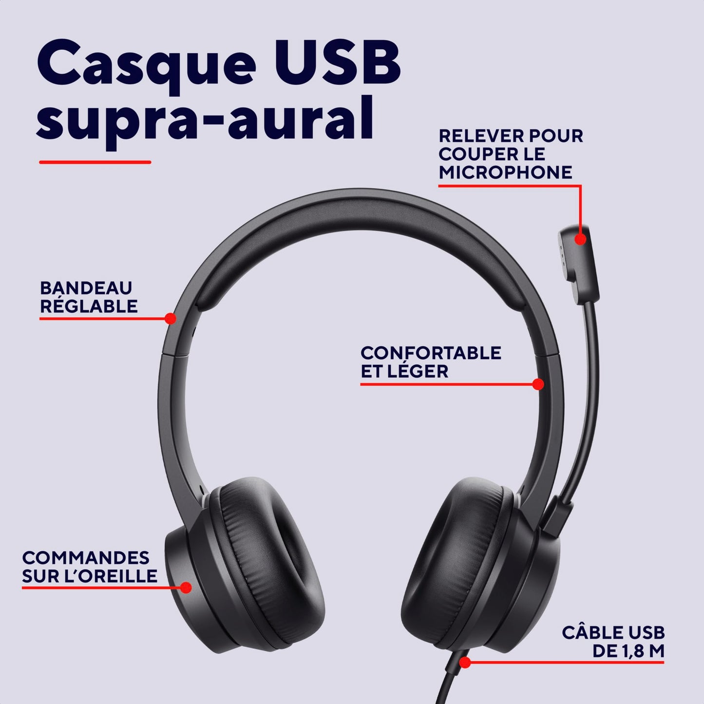 Trust USB On-Ear Headset - Lightweight, Adjustable, Flexible Mic