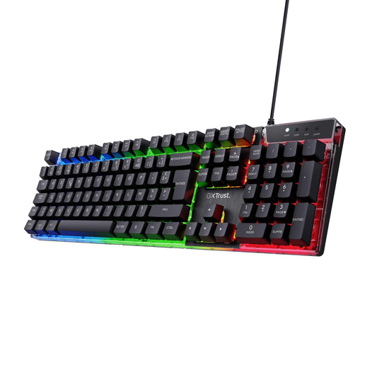 Trust GXT 835 Clavier Gamer AZERTY RGB, Membrane, Anti-ghosting, USB